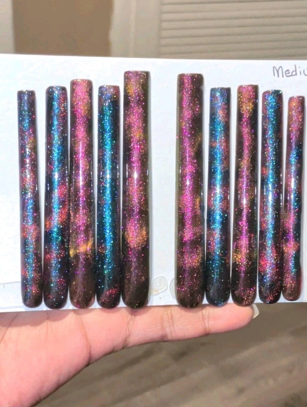 Hand crafted custom Square Cateye 10pc 6xl acrylic press on nails sz Medium